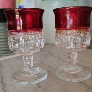 Vintage Red and Clear Cordial Glasses